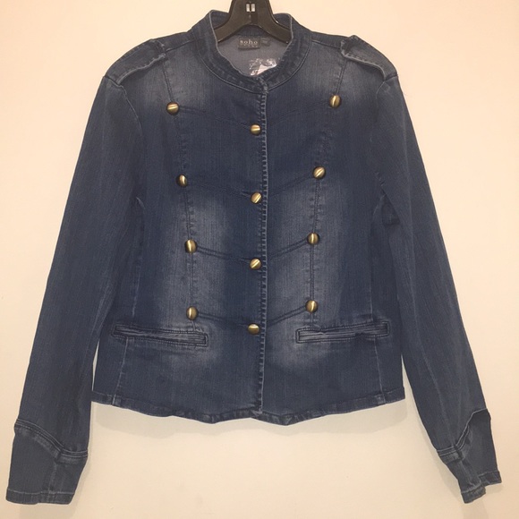 Military Style Jean Jacket NWT - Picture 1 of 5